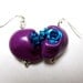 Custom Reserved Day of the Dead Earrings Sugar Skull Fuschia Purple Turquoise Blue Rose Eyes
