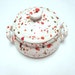 Early 1970s Lidded Dish Spatter Splatter Speckle Ware In Orange Red Green & White