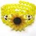 Day Of The Dead Bracelet Sugar Skull Wrap Around Cuff Yellow White Sunflower