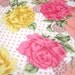 Roses And Polka Dots Large Peach Tangerine Orange Yellow Green Floral Scarf Signed