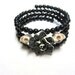 White Black Rose Day of the Dead Bracelet Sugar Skull Wrap Bracelet