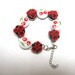Rose and Cherry Bracelet Rockabilly Jewelry Button Cherries & Roses