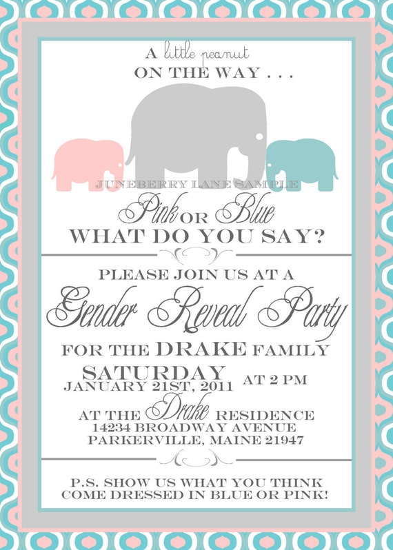 for ideas wording shower baby banner JuneberryLane on Elephant by Invitation Gender Reveal Baby