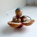Erzgebirge Vintage German Hand Turned & Painted Folk Art Collectible Wooden Figurine Peasant Girl with Baskets