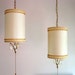 Swag Lamps, Pair (2), 1960's, Home Decor, Mad Men, Cream & Gold
