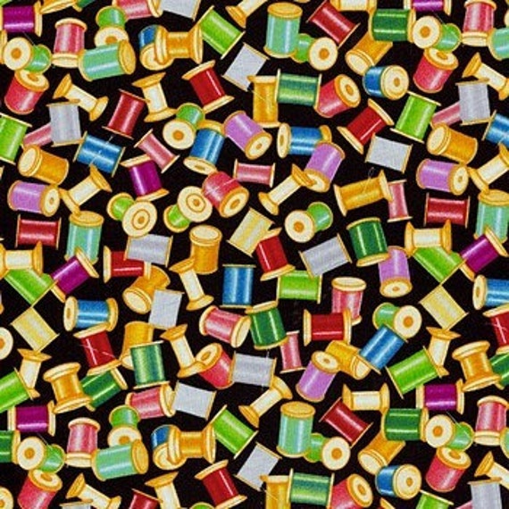 RJR Fabrics Sewing Themed Fabric Mrs. Sew and Sew Spools of