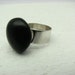 Adustable Sterling Silver Ring Black Cocktail Beach Stone Jewelry