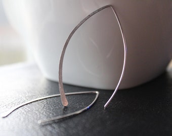 Sterling silver earrings, Silver wishbone earrings, modern earrings, everyday earrings, hook earring,