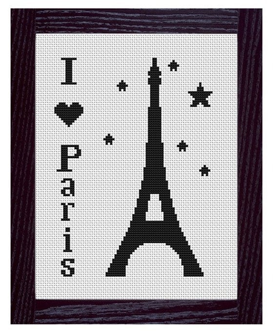 I Love Paris Cross Stitch Pattern PDF file