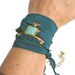 Turquoise Silk Wrap Bracelet - Yoga Inspired- Bohemian Teal wrap bracelet