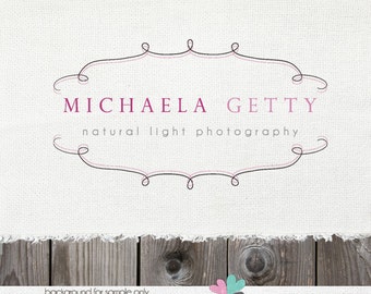 Premade Logos - Logo design - Premade Shop Logos - Premade photography logos Vintage Swirl Frame Border Logo - Photography Logo Hand Drawn