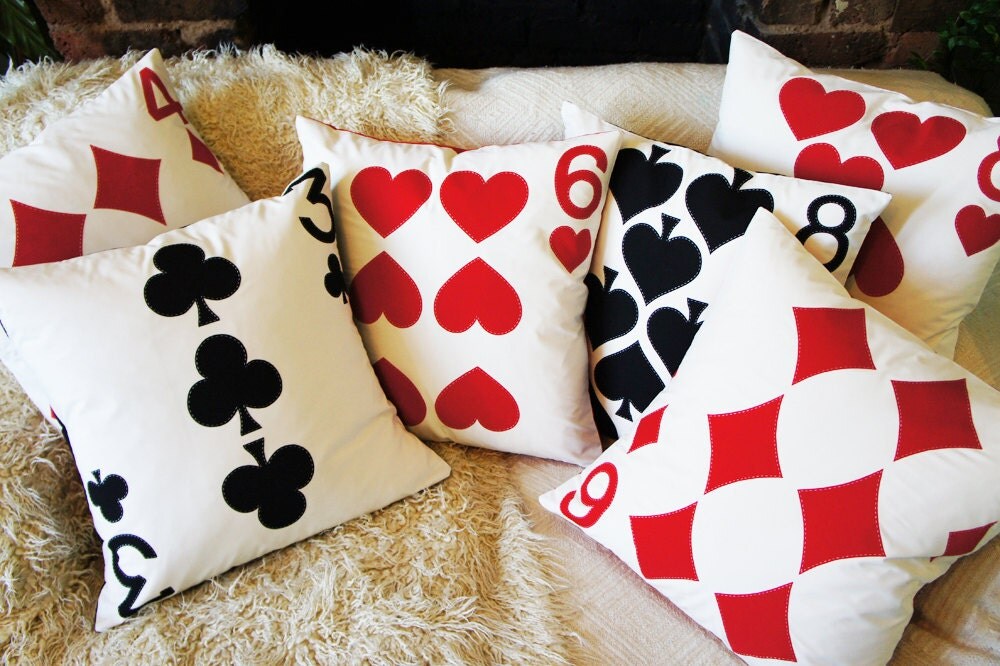 Handmade Cushion Playing Cards 4 Diamonds 50cm x 50cm