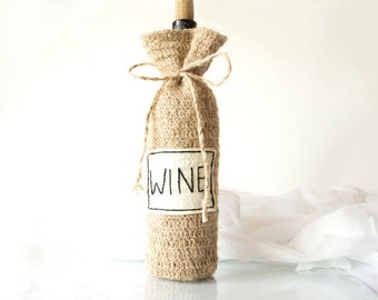 Sac Cadeau Bouteille De Vin En Jute - Rustique, Naturel, Idéal Pour Cadeaux