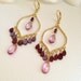 Pink Topaz and Garnet Gold Earrings