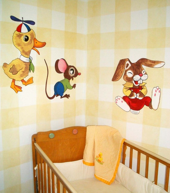 Items similar to Vintage Animals Hand Painted Mural on Etsy