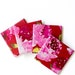 Painted Peony Tile Coasters in Fuchsia set of 4