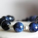 Dark Blue Faceted Fire Agate and White Fossil Stone Necklace