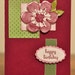 Happy Birthday Greeting Card, Pink, Green, White, Razzelberry, Purple, Flower, For Her, Polka Dots, Stamped, Blank Inside