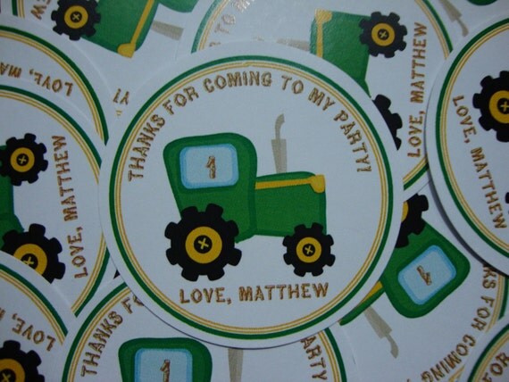 Big Green Tractor Birthday Favor Tags Il_570xn