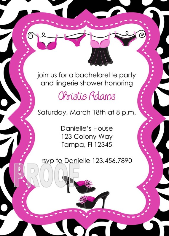 Lingerie Shower and Bachelorette Party Invitation Lingerie Shower and Bachelorette Party Invitation
