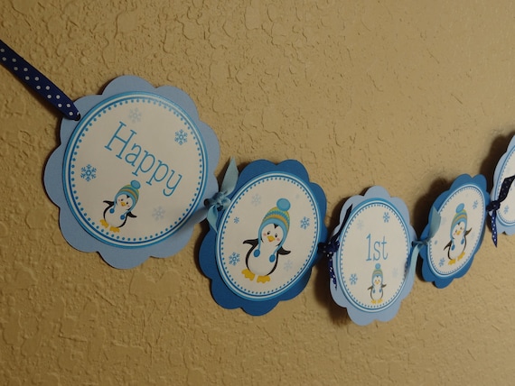 Penguin Winter ONEderland Custom Word Banner for Boys Il_570xn