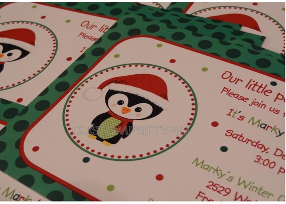 Adorable Penguin Winter ONEderland Custom Invitation for Boys or Girls Il_570xn