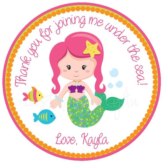 adorable mermaid under the sea favor tags