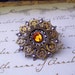 Steampunk Tie Tack or Pin (T13-2) - Silver Filigree with Brass Gears - Swarovski Crystals
