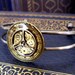 Steampunk Bracelet (B18) - Golden Compass Design - Vintage Gears under Resin - Antique Silver - Adjustable Band - Mothers Day