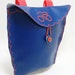 Royal Blue Vinyl Bike Handlebar Bag withe Orange Cyclist Embroidery 1415-2