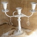 White Elegant and Shabby Candelabra With Chandelier Crystals-Unique Unity Candle -3 Arm Candelabra - Classic - Table Decoration