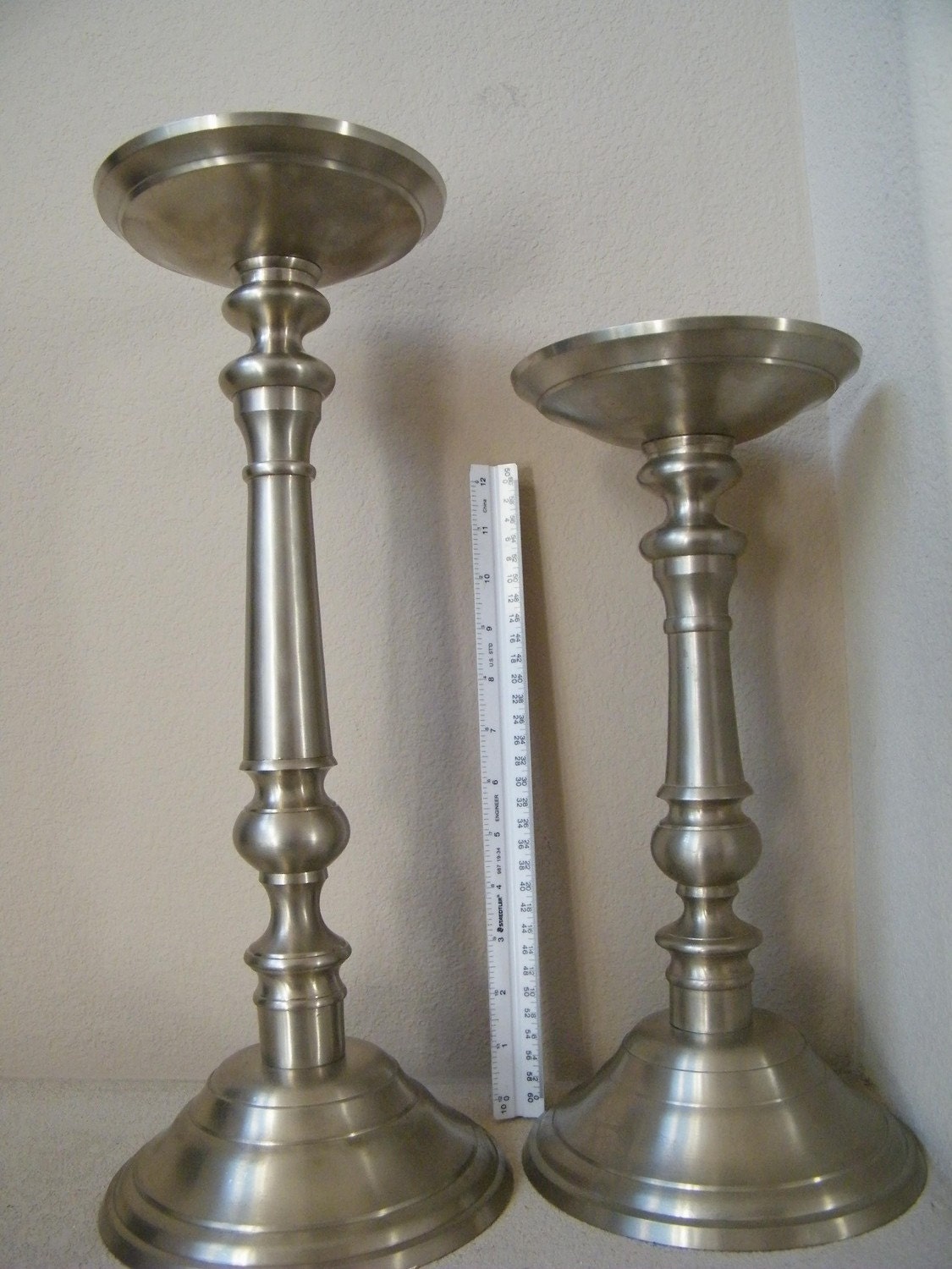 Extra Large Candlesticks Satin NickelSet of two Unique