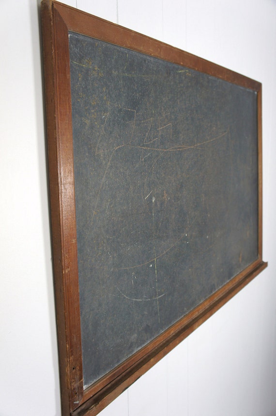 Large Vintage Classroom Chalkboard w/ Wooden Frame