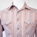 Vintage Men's Maroon Striped Western Pearl Snap Shirt - Long Sleeve, Size M / L