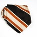 Vintage 1970's Brown, Burnt Orange & Cream Striped Wide Necktie