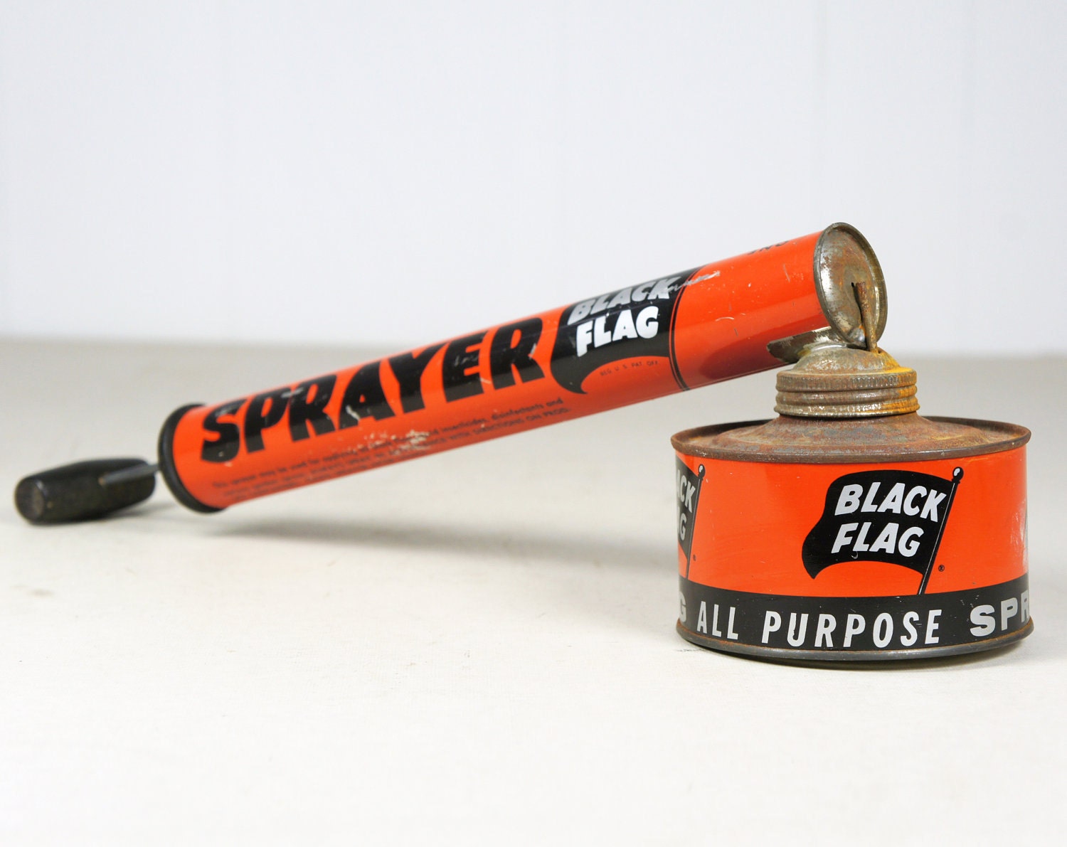 Vintage 1950's Black Flag Insecticide Sprayer Tin