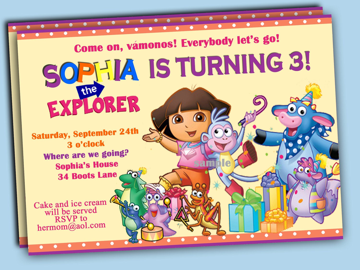 dora the explorer fiesta birthday party printable invitation