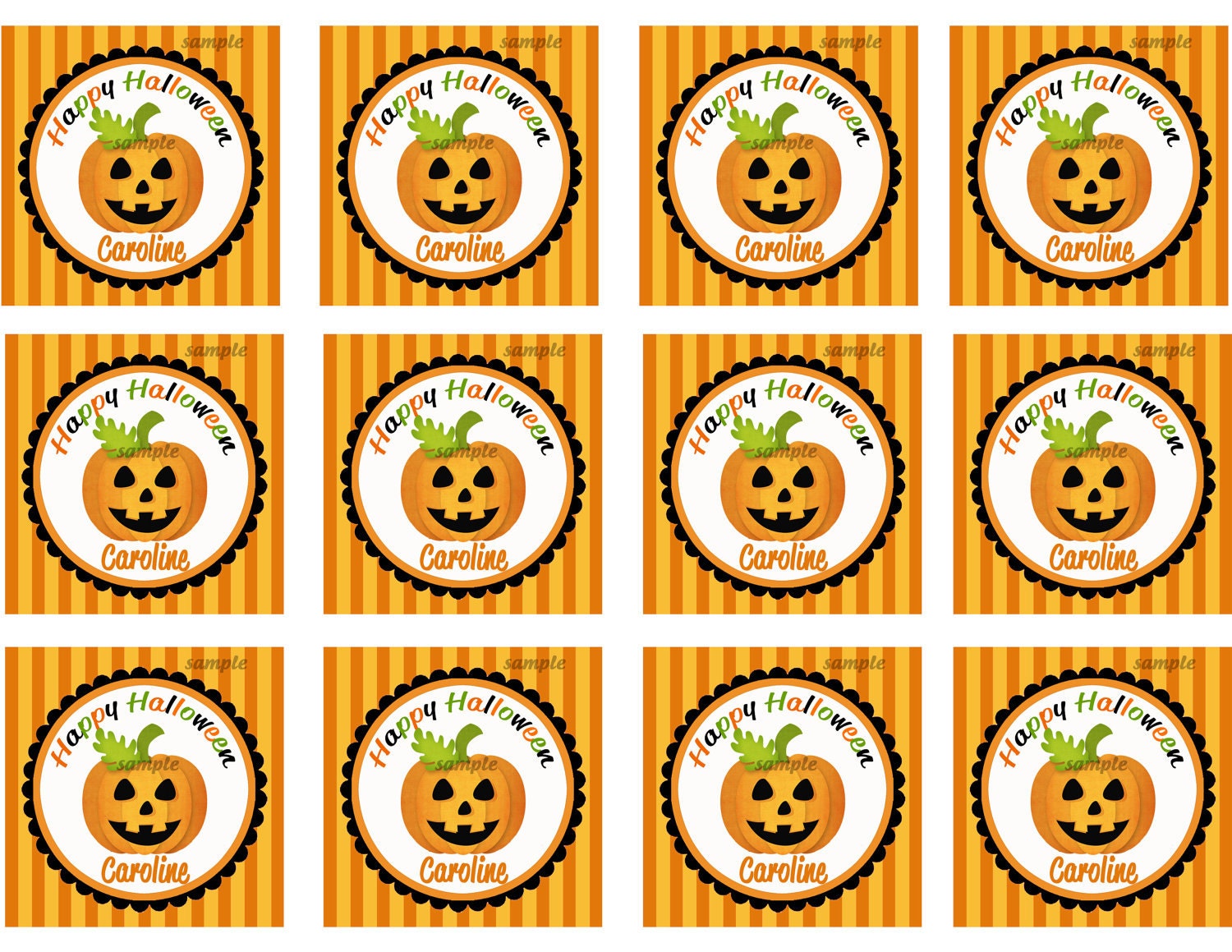 Printable Halloween Party Treat Tags or Labels Personalized