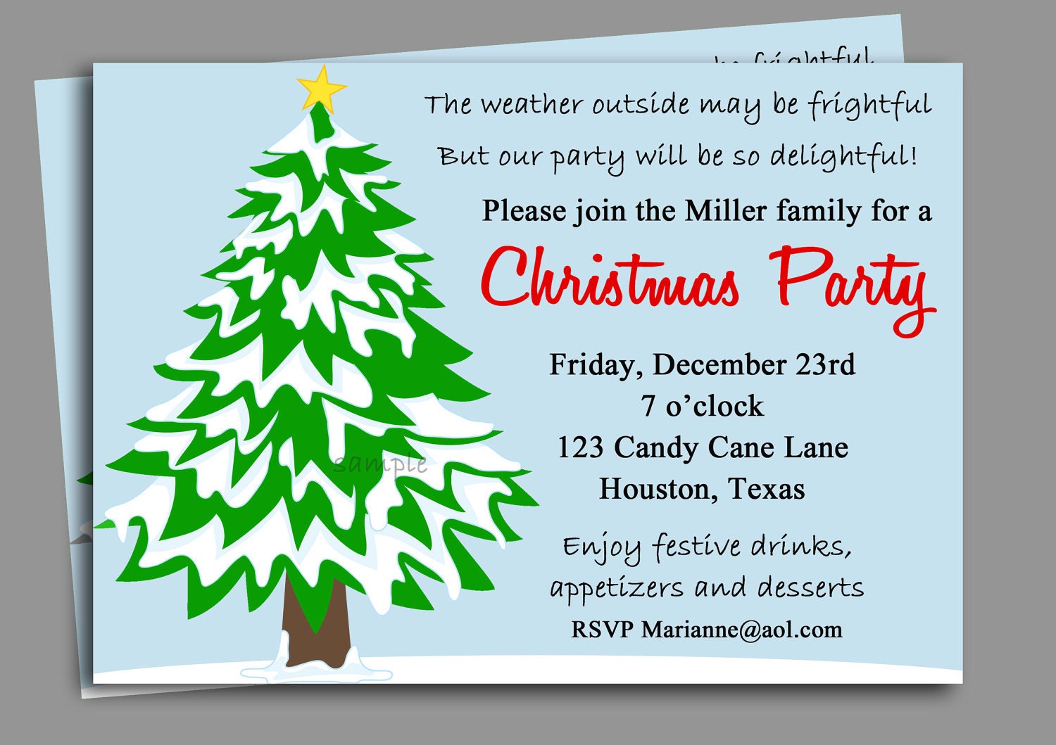 Christmas Party Invitation Printable Winter Wonderland