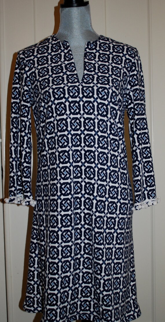 Handmade women's Terry Cloth Cover Up in a blue and white