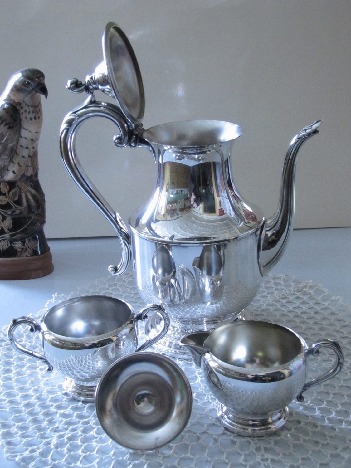 1881 Rogers Silverplate Tea Set Teapot creamer sugar