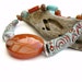 Ceramic and Agate Necklace,Red Coral and Turquoise,Handmade Necklace OOAK