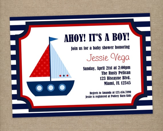 DIY Printable Nautical Baby Shower or Birthday Party Invitation Il_570xn