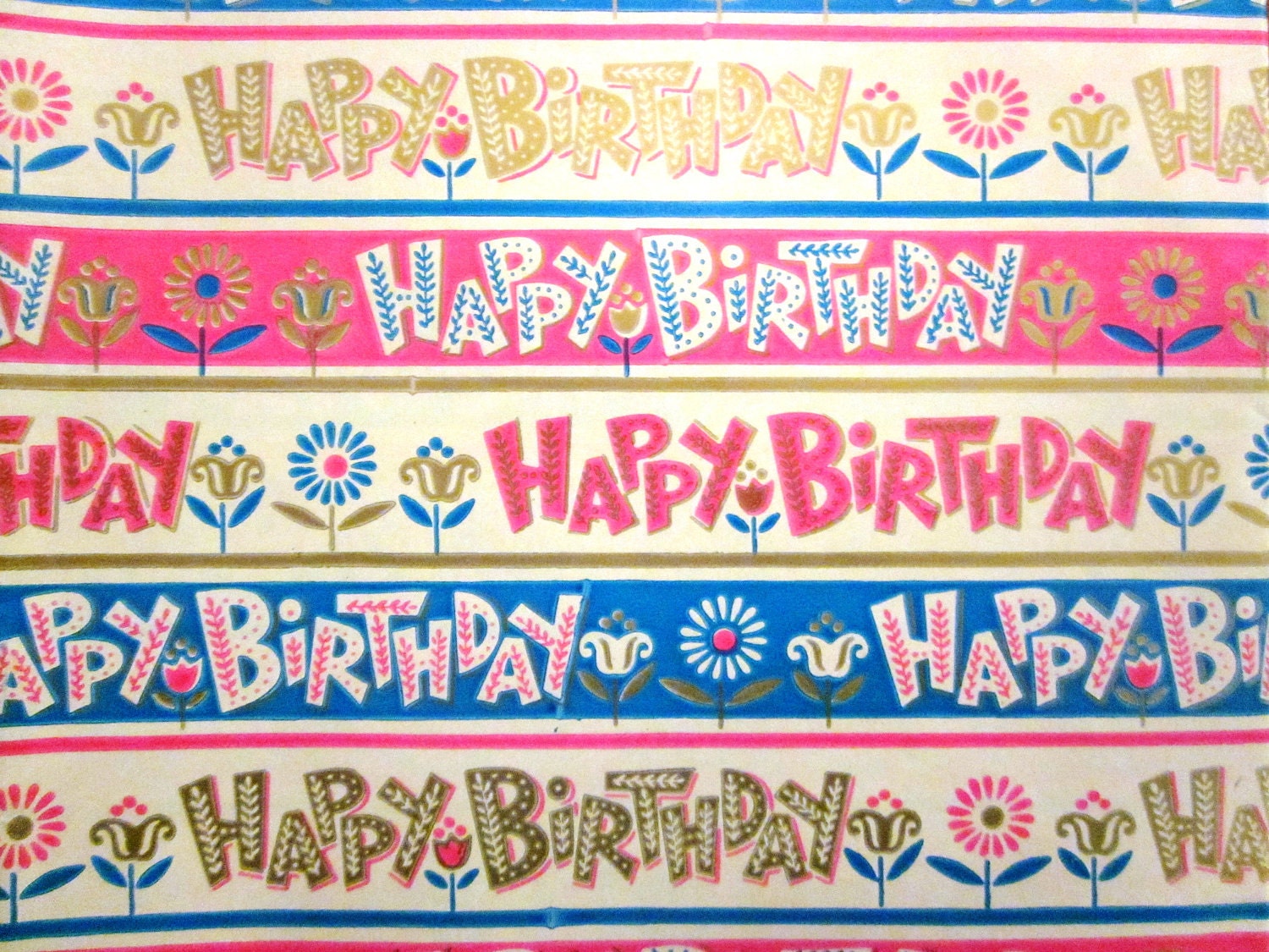 Vintage Wrapping Paper Happy Birthday Style by TillaHomestead