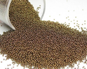 micro marbles bronze half ounce / 14 grams glass microbeads miniature metallic sprinkles bead .5mm Supplies