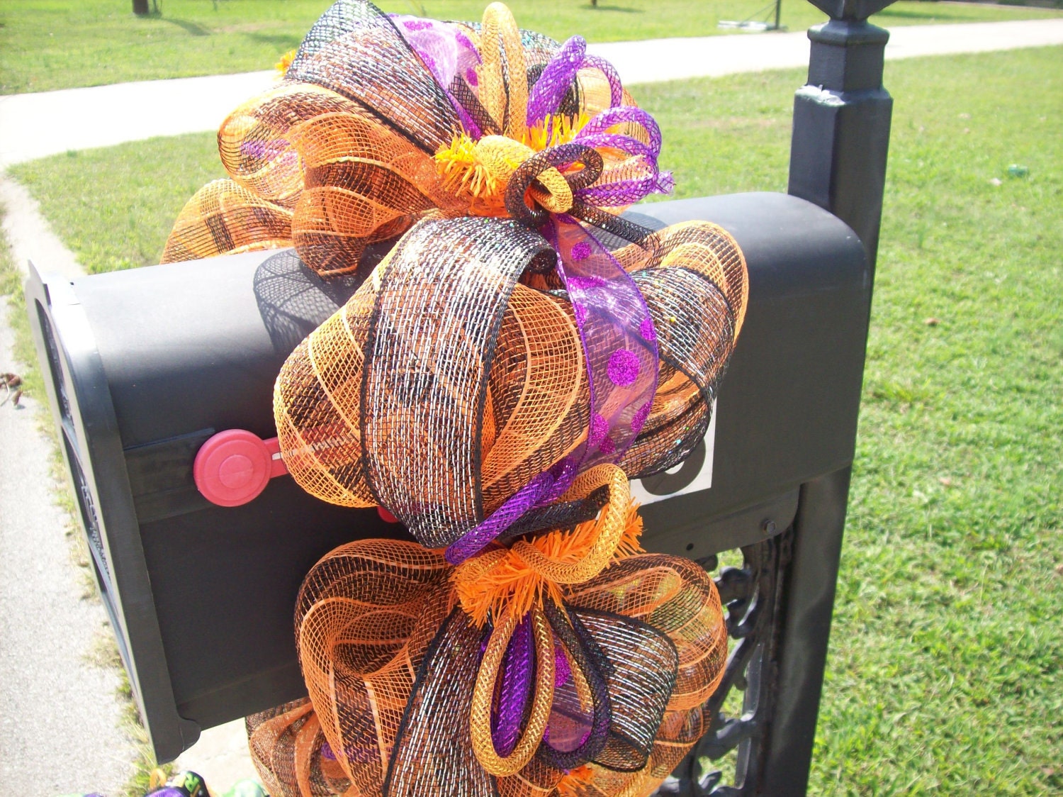 Halloween Stripe Mailbox Swag