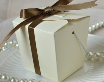 Take Out Box- Ivory Take Out Favor Boxes-Set of 12