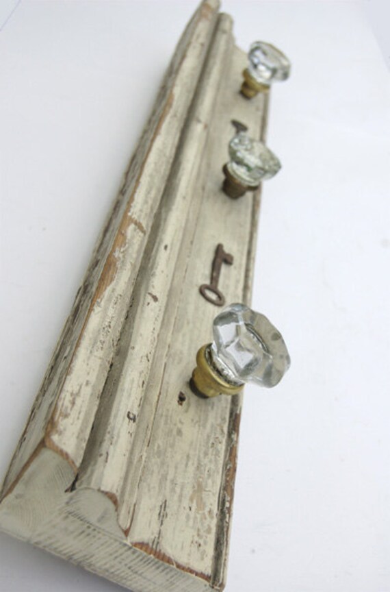 Antique Glass Door Knob Coat Rack on Reclaimed Wood with