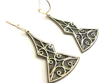 Ethnic Earrings, 925 Sterling Silver, Filigree, Women Jewelry - ID1112