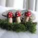 Mushroom, 3 Mini Red Toadstools for Planters or Terrariums, Wedding Decoration